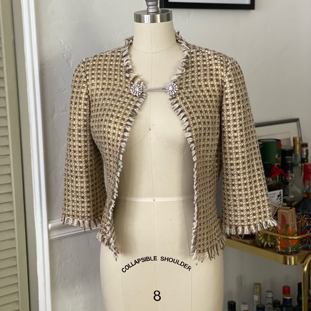 Trina Turk Tweed Jewel Closure Jacket